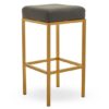 Beon Faux Leather Bar Stools In Grey With Gold Base