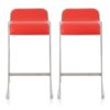 Coachella Red Faux Leather Counter Height Bar Stools In Pair