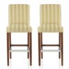 Saftill Oatmeal Fabric Fixed Bar Stools With Walnut Legs In Pair