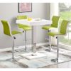 Topaz White Gloss Bar Table With 4 Ritz Lime Green White Stools