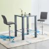 Jam Square Grey Glass Bar Table With 2 Ripple Grey Stools