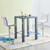 Jam Square Grey Glass Bar Table With 2 Ritz White Grey Stools