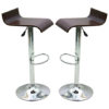 Laveen Walnut Wooden Gas-Lift Bar Stools In Pair
