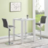 Jam Square White Glass Bar Table With 2 Ritz Grey White Stools