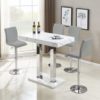 Vida Bar Table In Glossy Marble Effect 4 Ripple Grey Bar Stools