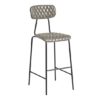 Kelso Faux Leather Bar Stool In Vintage Silver
