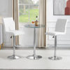 Vetro Round Clear Glass Bar Table With 2 Ripple White Stools