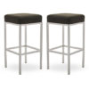 Baino Black Leather Bar Stools With Chrome Legs In A Pair