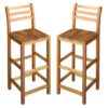 Annalee Brown Wooden Bar Chairs In A Pair