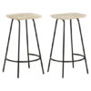 Azul Natural Wooden Bar Stools With Black Metal Frame In A Pair