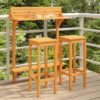 Tamia Wooden Balcony Bar Table With 2 Stools In Natural