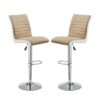Ritz Taupe And White Faux Leather Bar Stools In Pair
