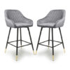 Sedona Grey Brushed Velvet Bar Chairs In Pair