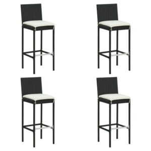 Audriana Set Of 4 Poly Rattan Bar Chairs With Cushions In Black