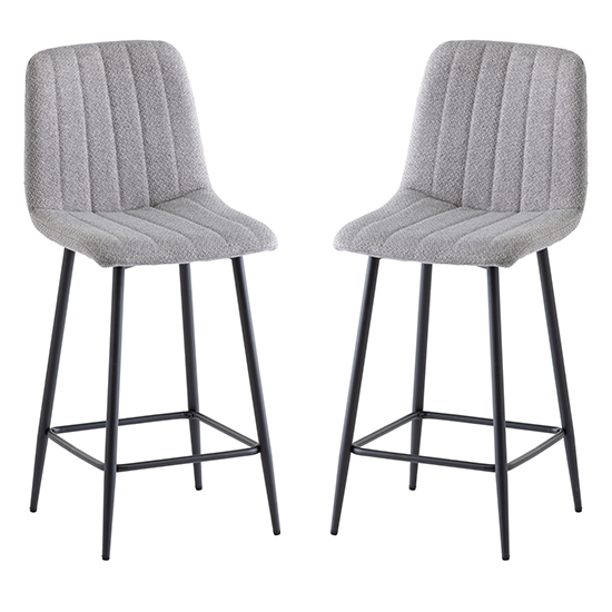 Lillie Silver Fabric Counter Bar Stools In Pair