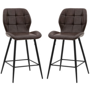 Macerata Brown Faux Leather Bar Stools In Pair