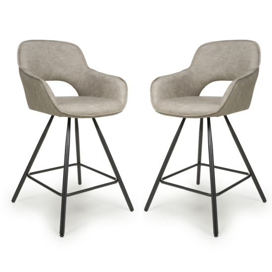 Torun Mink Leather Effect Bar Chairs In Pair