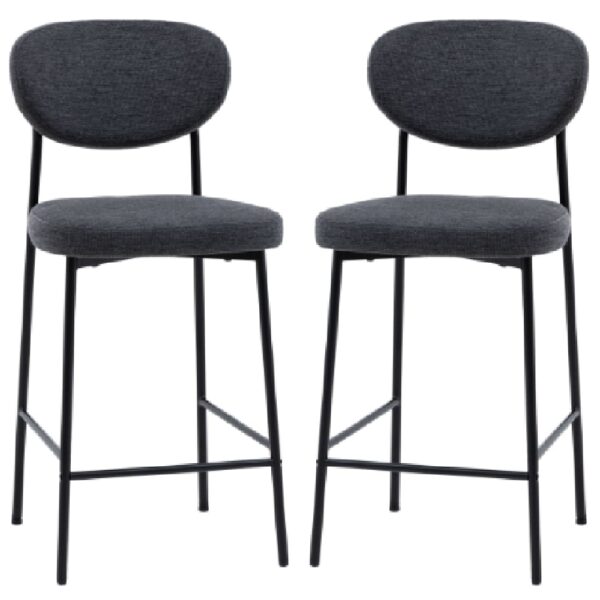 Olney Charcoal Fabric Bar Stools With Metal Frame In Pair