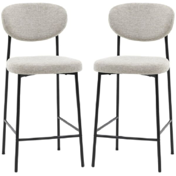 Olney Natural Fabric Bar Stools With Metal Frame In Pair