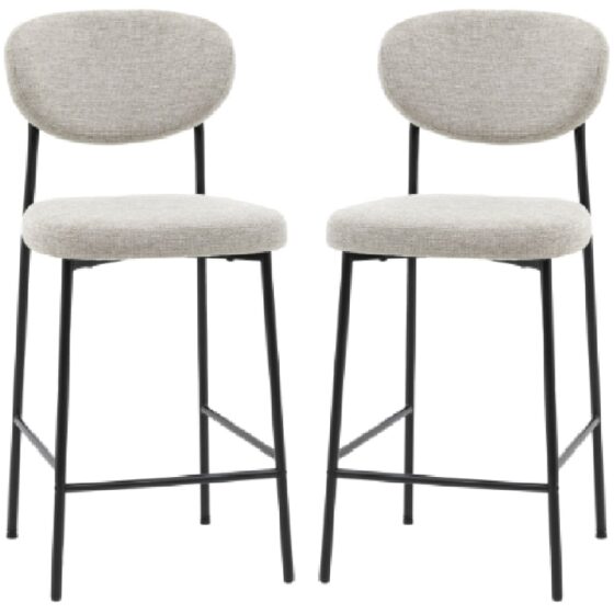 Olney Natural Fabric Bar Stools With Metal Frame In Pair