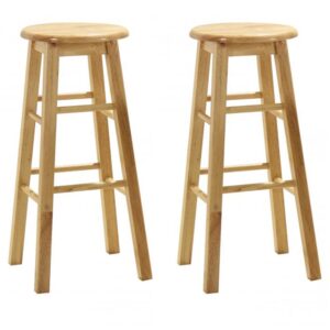 Belita Oak Wooden Bar Stools In Pair