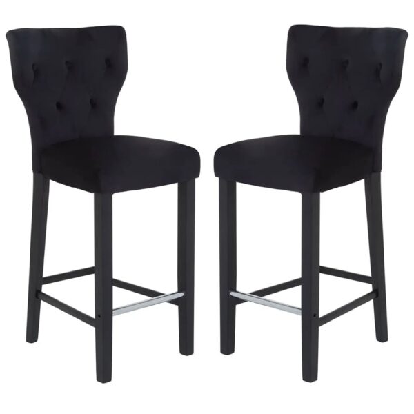 Deadwood Black Velvet Bar Stools In Pair