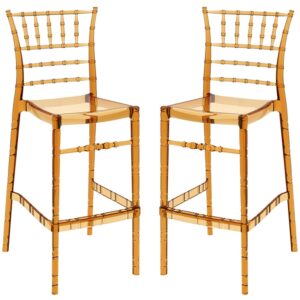 Calhoun Amber Transparent Polycarbonate Bar Stools In Pair