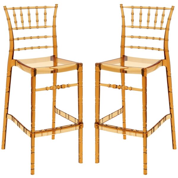 Calhoun Amber Transparent Polycarbonate Bar Stools In Pair