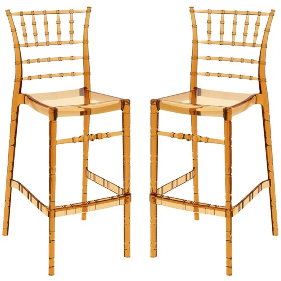 Calhoun Amber Transparent Polycarbonate Bar Stools In Pair