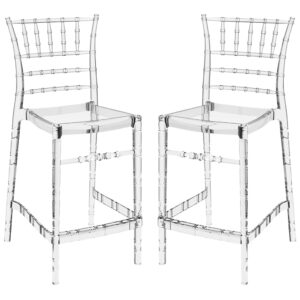 Calhoun Clear Transparent Polycarbonate Bar Stools In Pair