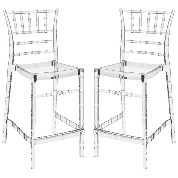 Calhoun Clear Transparent Polycarbonate Bar Stools In Pair