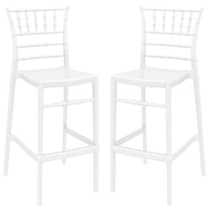 Calhoun Glossy White Polycarbonate Bar Stools In Pair