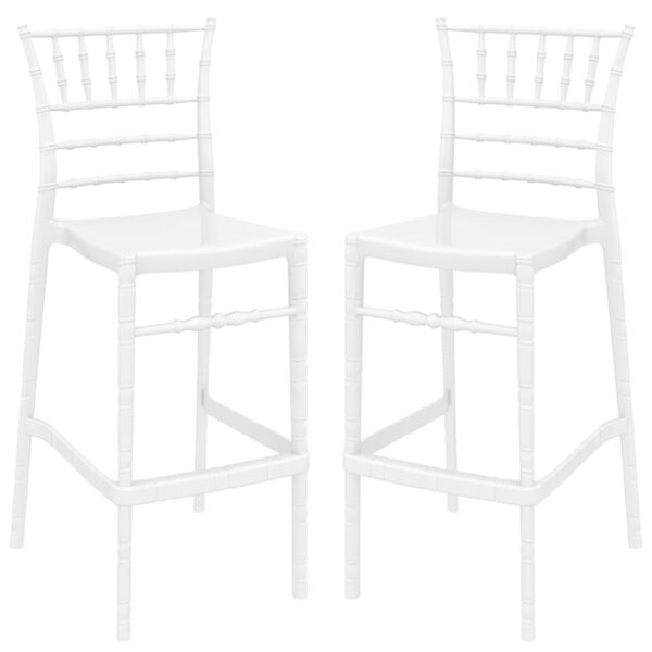 Calhoun Glossy White Polycarbonate Bar Stools In Pair
