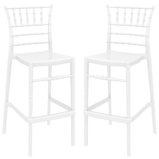 Calhoun Glossy White Polycarbonate Bar Stools In Pair