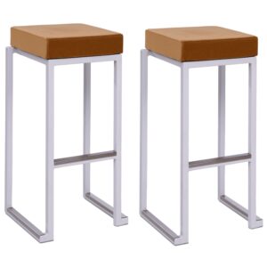 Kelowna Gold Velvet Bar Stools With White Steel Frame In Pair