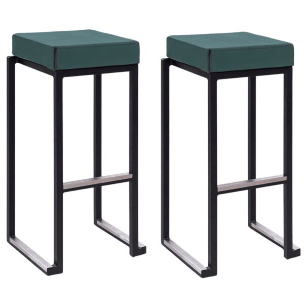 Kelowna Green Velvet Bar Stools With Black Steel Frame In Pair
