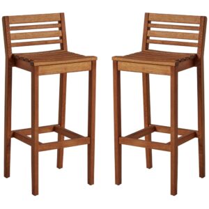 Marietta Natural Wooden Bar Stools In Pair