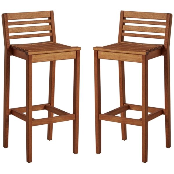 Marietta Natural Wooden Bar Stools In Pair