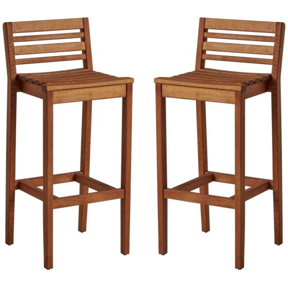 Marietta Natural Wooden Bar Stools In Pair