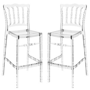 Oregon Clear Transparent Polycarbonate Bar Stools In Pair