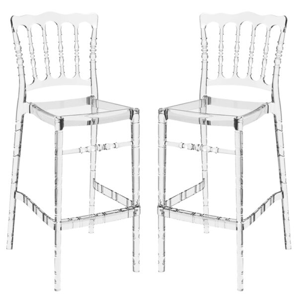 Oregon Clear Transparent Polycarbonate Bar Stools In Pair