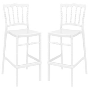 Oregon Glossy White Polycarbonate Bar Stools In Pair