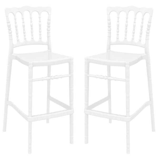 Oregon Glossy White Polycarbonate Bar Stools In Pair