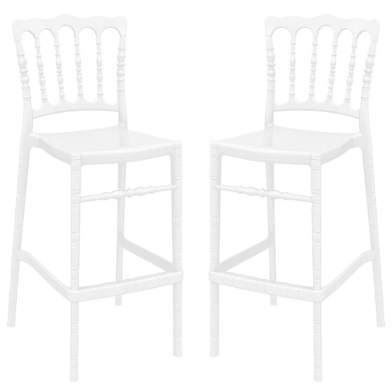 Oregon Glossy White Polycarbonate Bar Stools In Pair