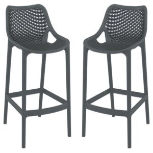 Aultas 75cm Anthracite Polypropylene Bar Stools In Pair