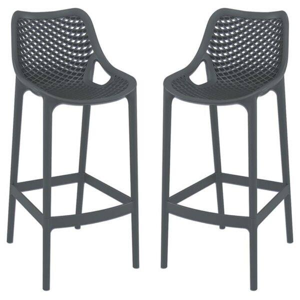 Aultas 75cm Anthracite Polypropylene Bar Stools In Pair