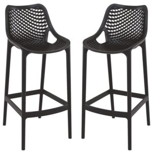 Aultas 75cm Black Polypropylene Bar Stools In Pair