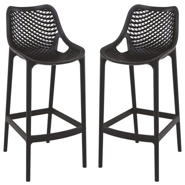 Aultas 75cm Black Polypropylene Bar Stools In Pair
