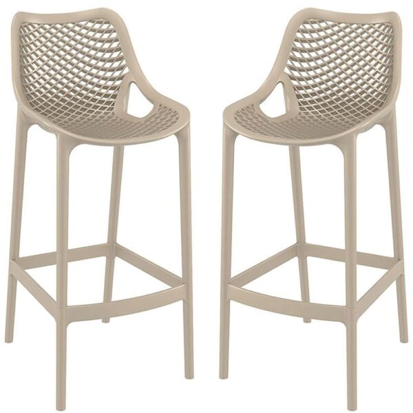 Aultas 75cm Taupe Polypropylene Bar Stools In Pair