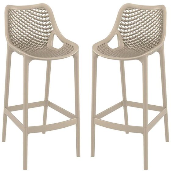 Aultas 75cm Taupe Polypropylene Bar Stools In Pair